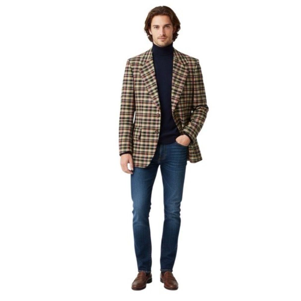 MGM COLLECTION Mervyns Mark Plaid Blazer Sport Coat Vintage 70s Mens Size 42